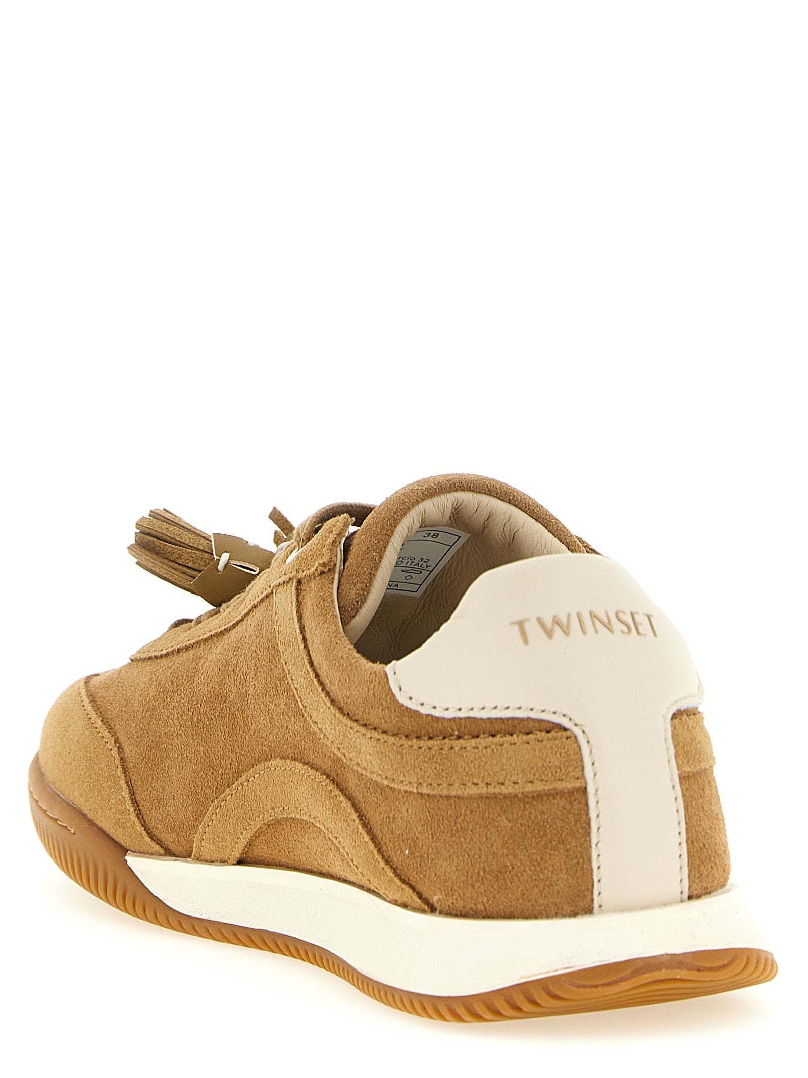 Twinset Beige Leather Low Top Sneakers