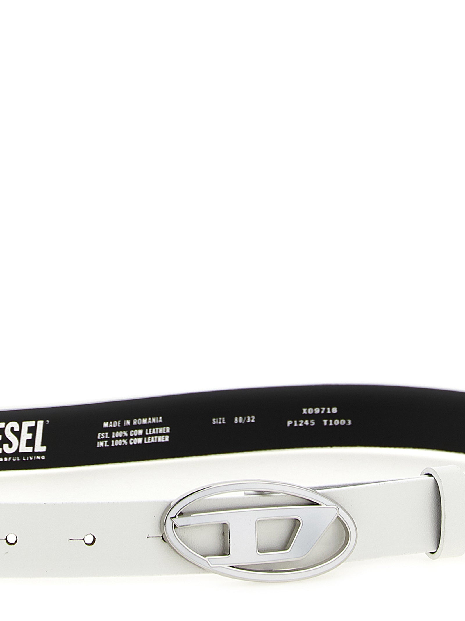 Diesel White Leather Regular Belt