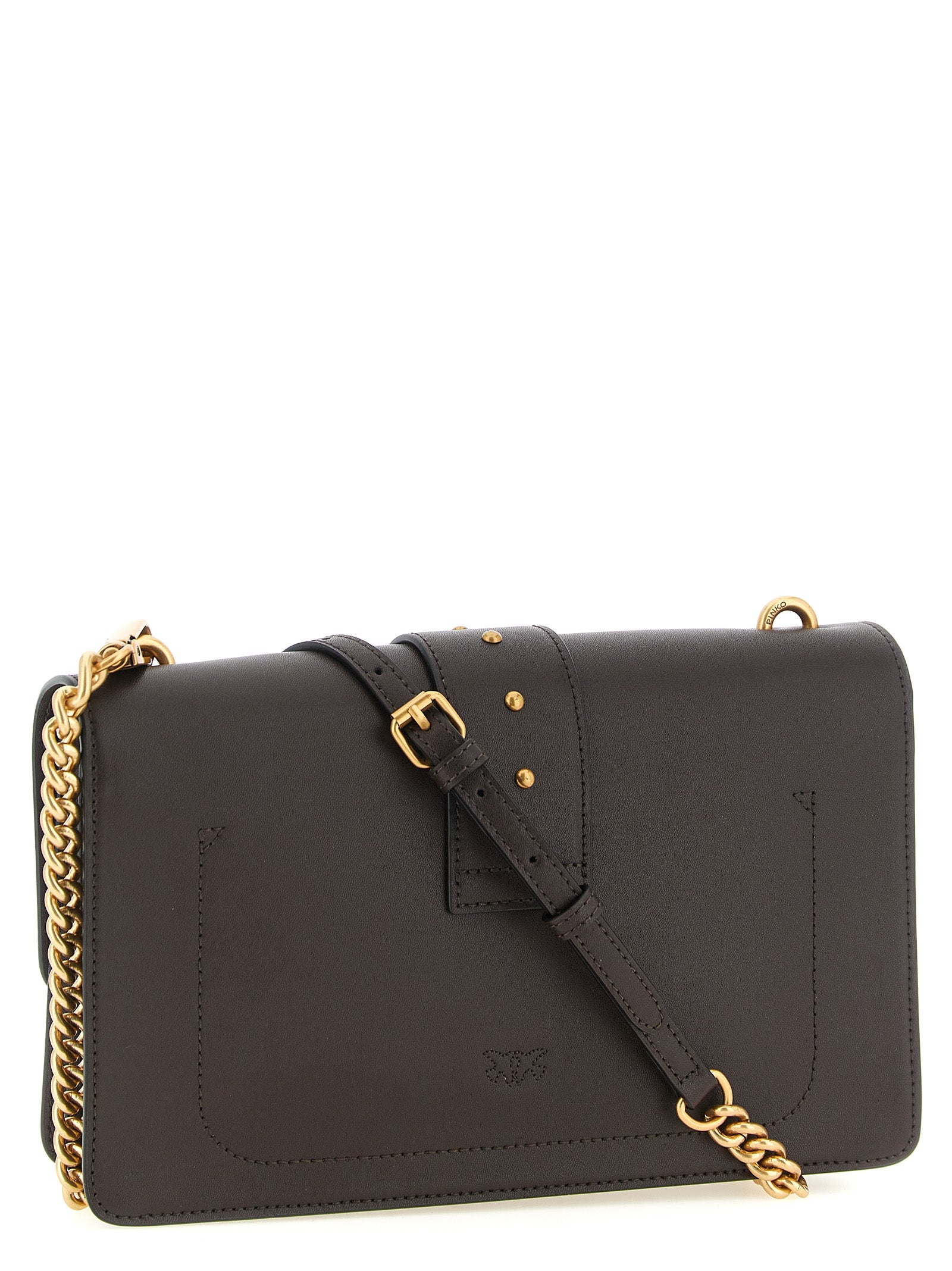 PINKO Brown Calfskin Crossbody Bag