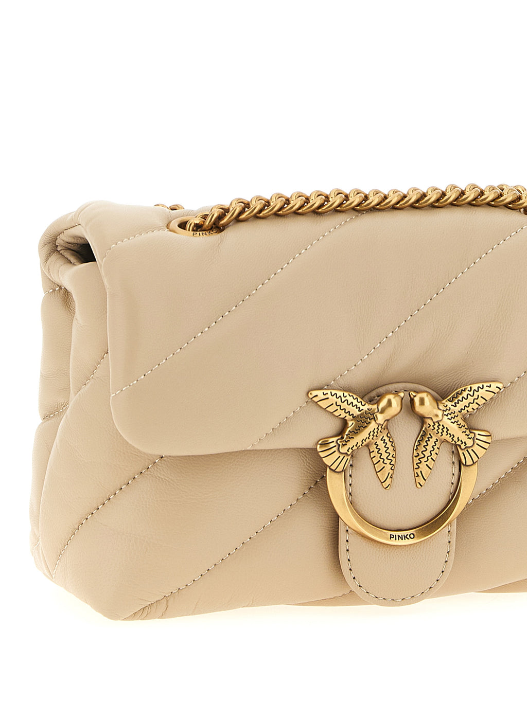 PINKO Beige Lambskin Crossbody Bag