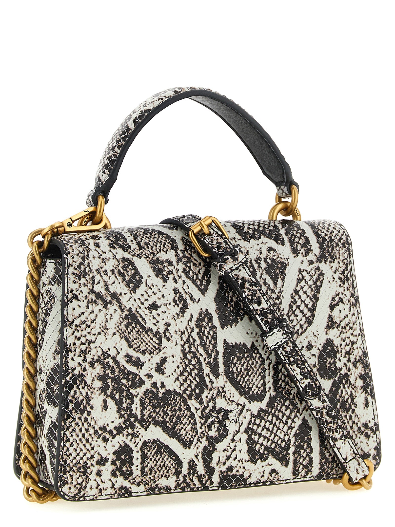 PINKO Gray Calfskin Handbag