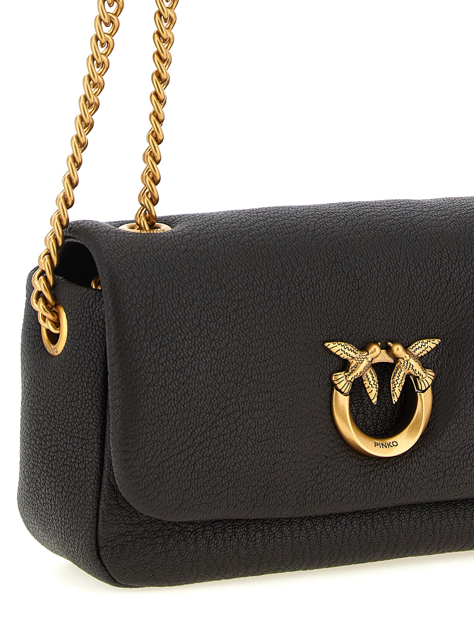PINKO Brown Lamb Leather Crossbody Bag