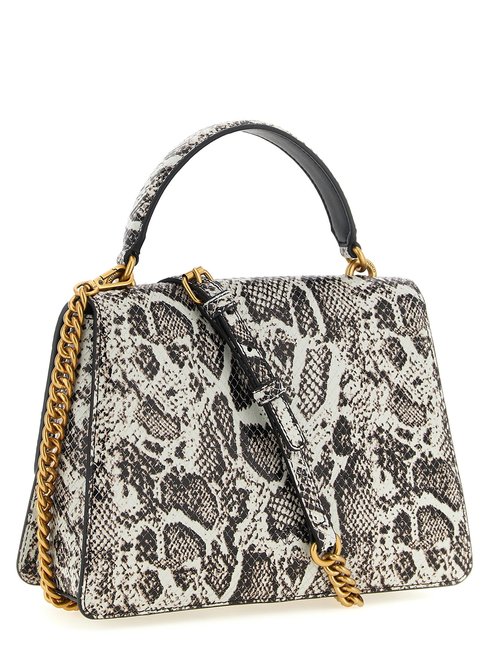 PINKO Gray Calfskin Handbag