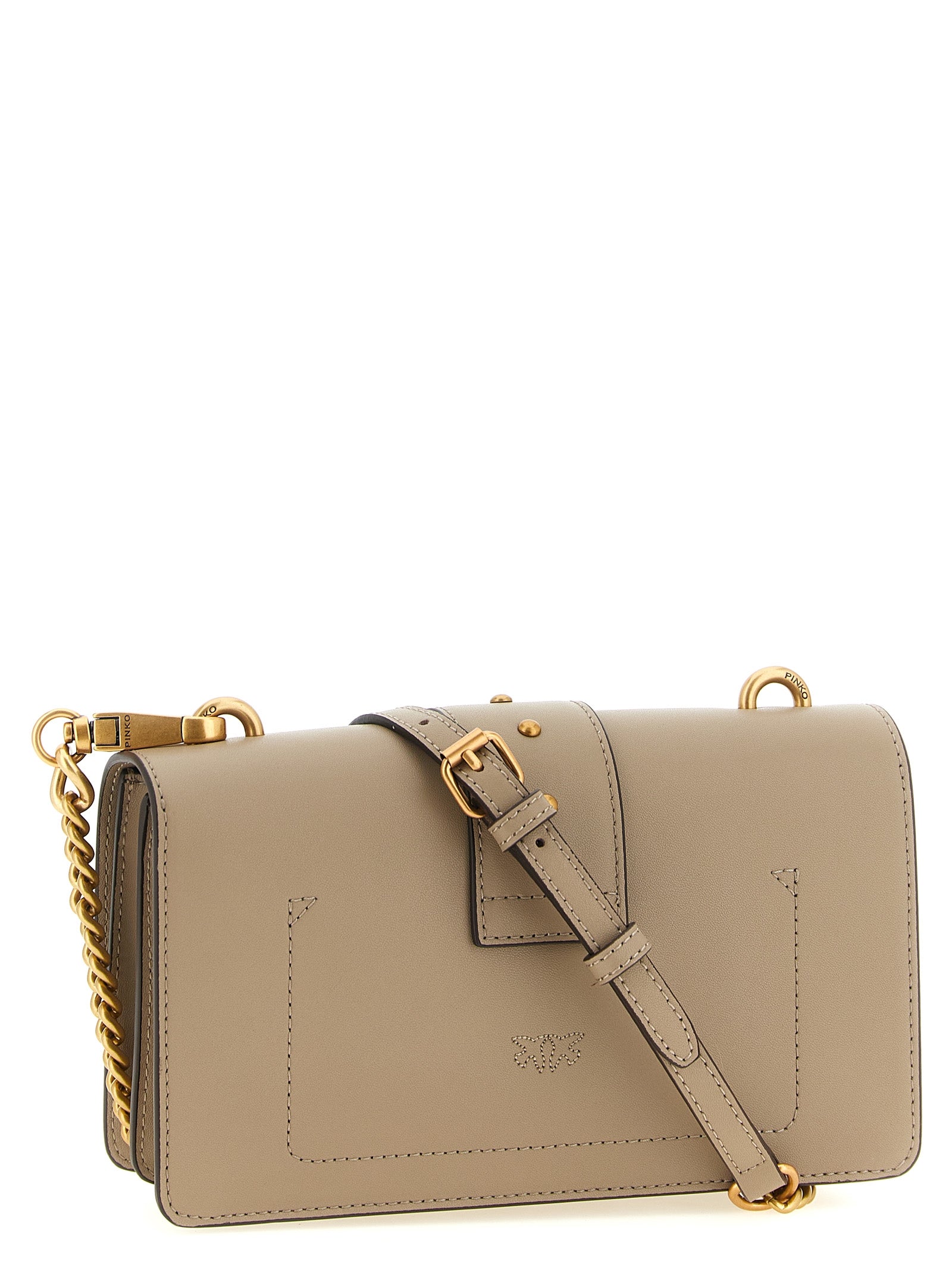 PINKO Gray Calfskin Crossbody Bag