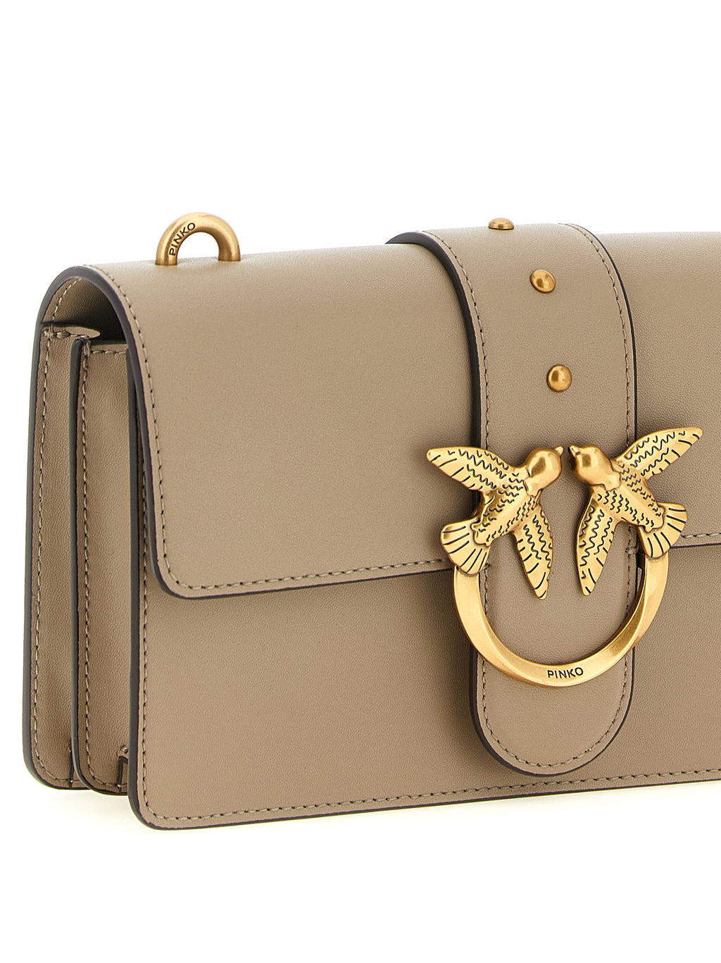PINKO Gray Calfskin Crossbody Bag