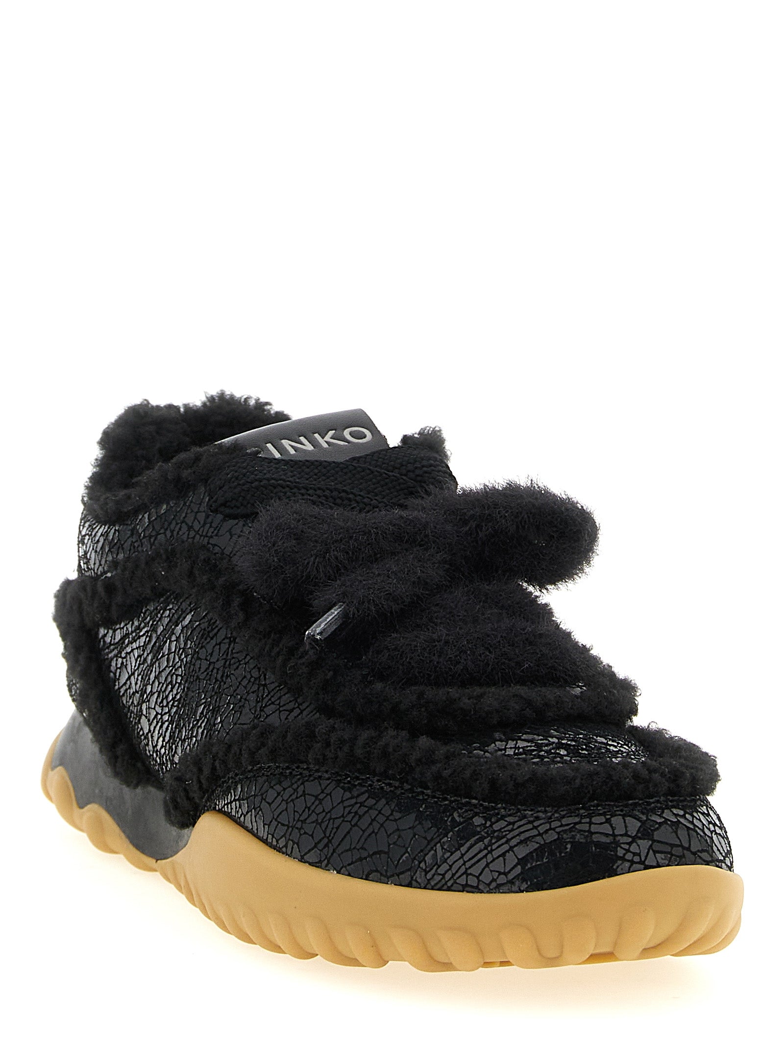 PINKO Black Cowhide Chunky Sneakers