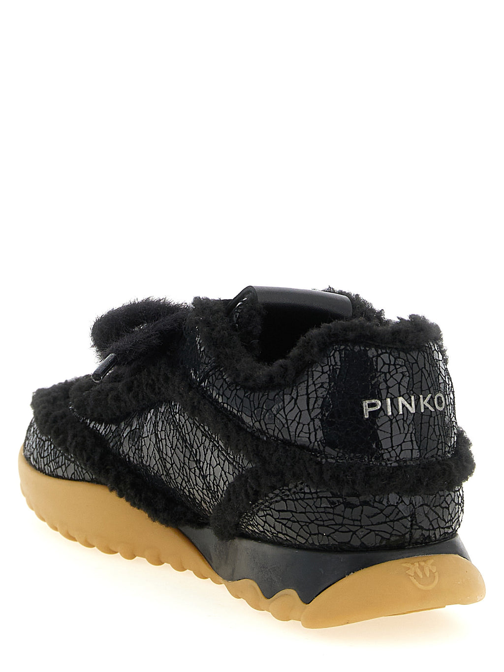 PINKO Black Cowhide Chunky Sneakers