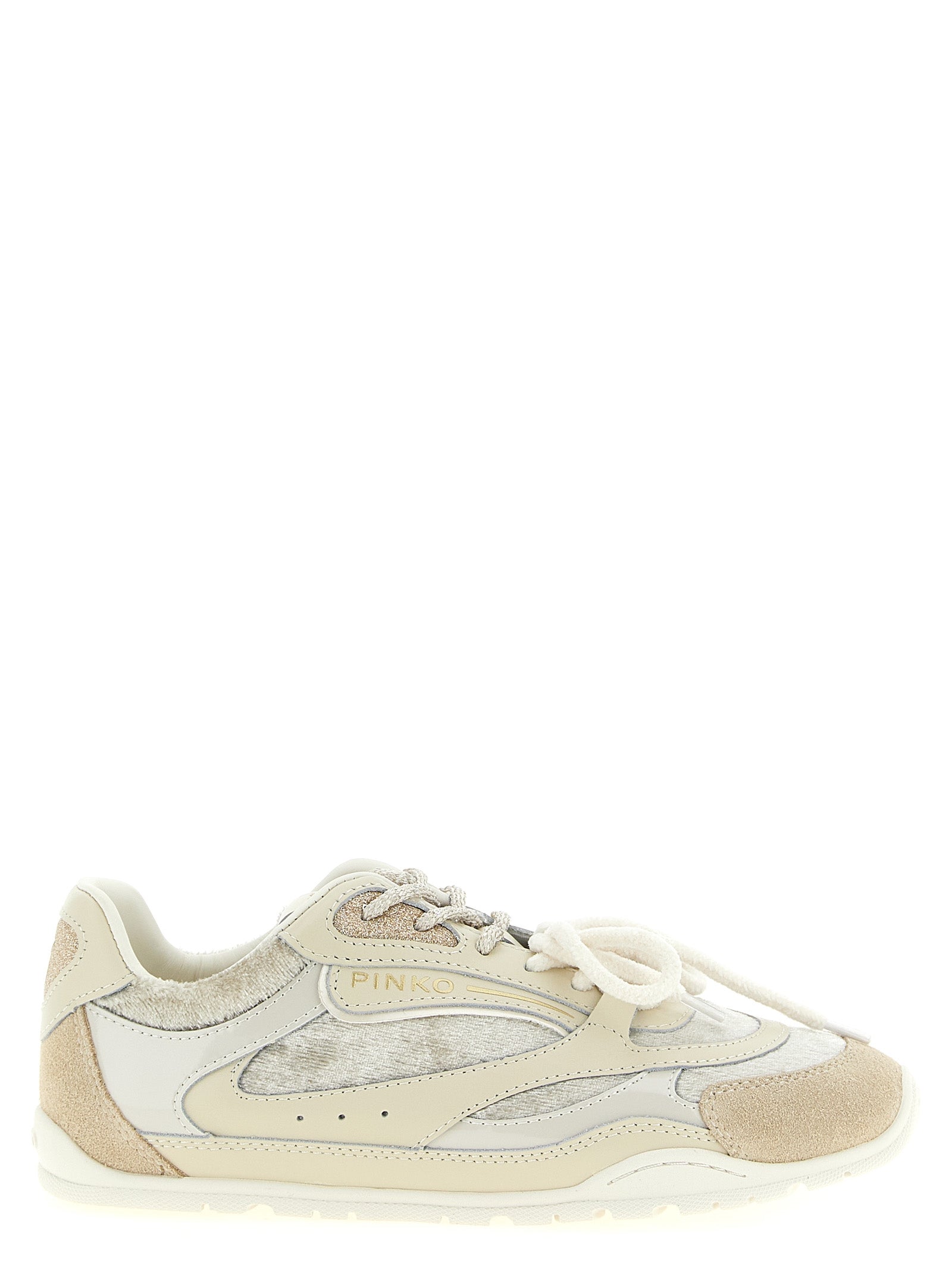 PINKO White Leather Low Top Sneakers