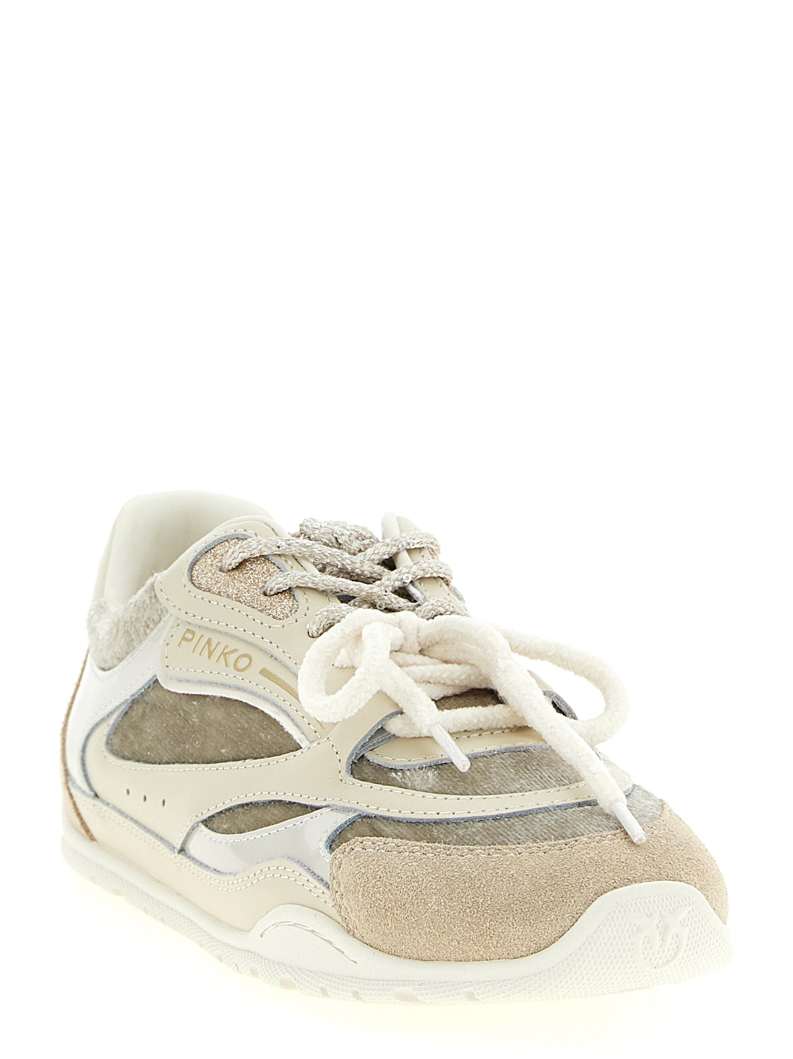 PINKO White Leather Low Top Sneakers