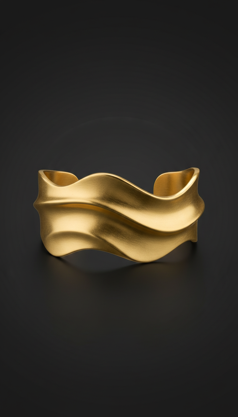 Contoured Gold Statement Cuff Bracelet